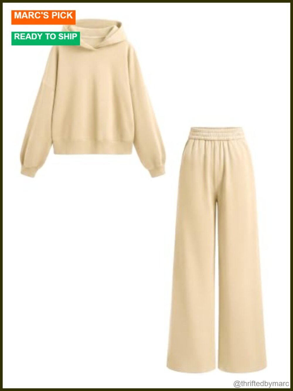 Women's 2 Piece Sweatsuit Hoodie Wide Leg Sweatpants Lounge Set Cotton